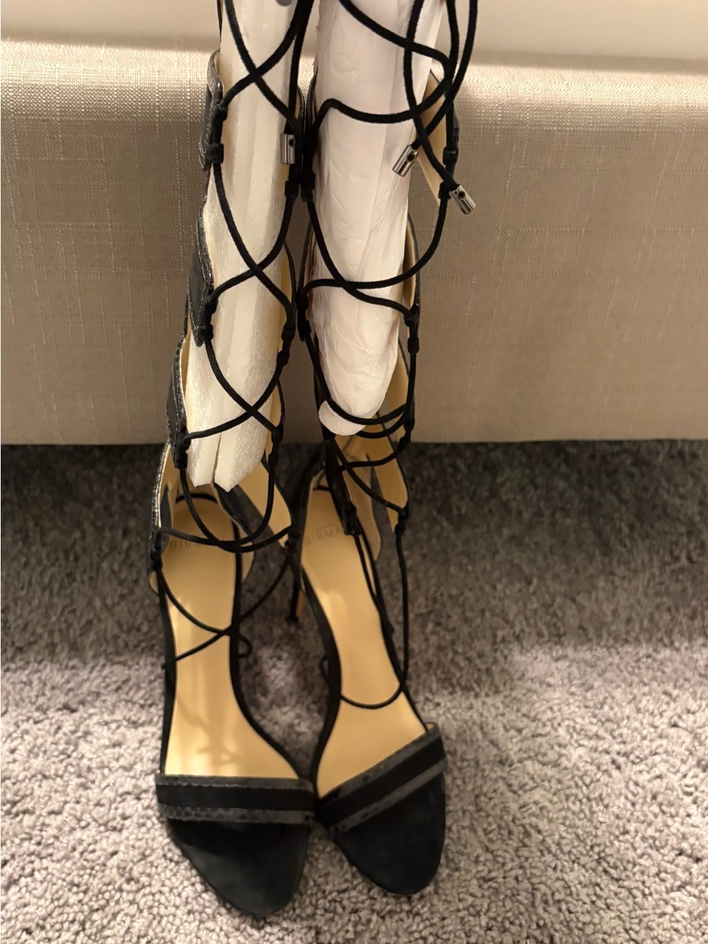 ALEXANDRE BIRMAN RARE FIND! Black Suede Snakeskin Gladiator Lace Up Sandal SZ39 - Picture 13 of 14